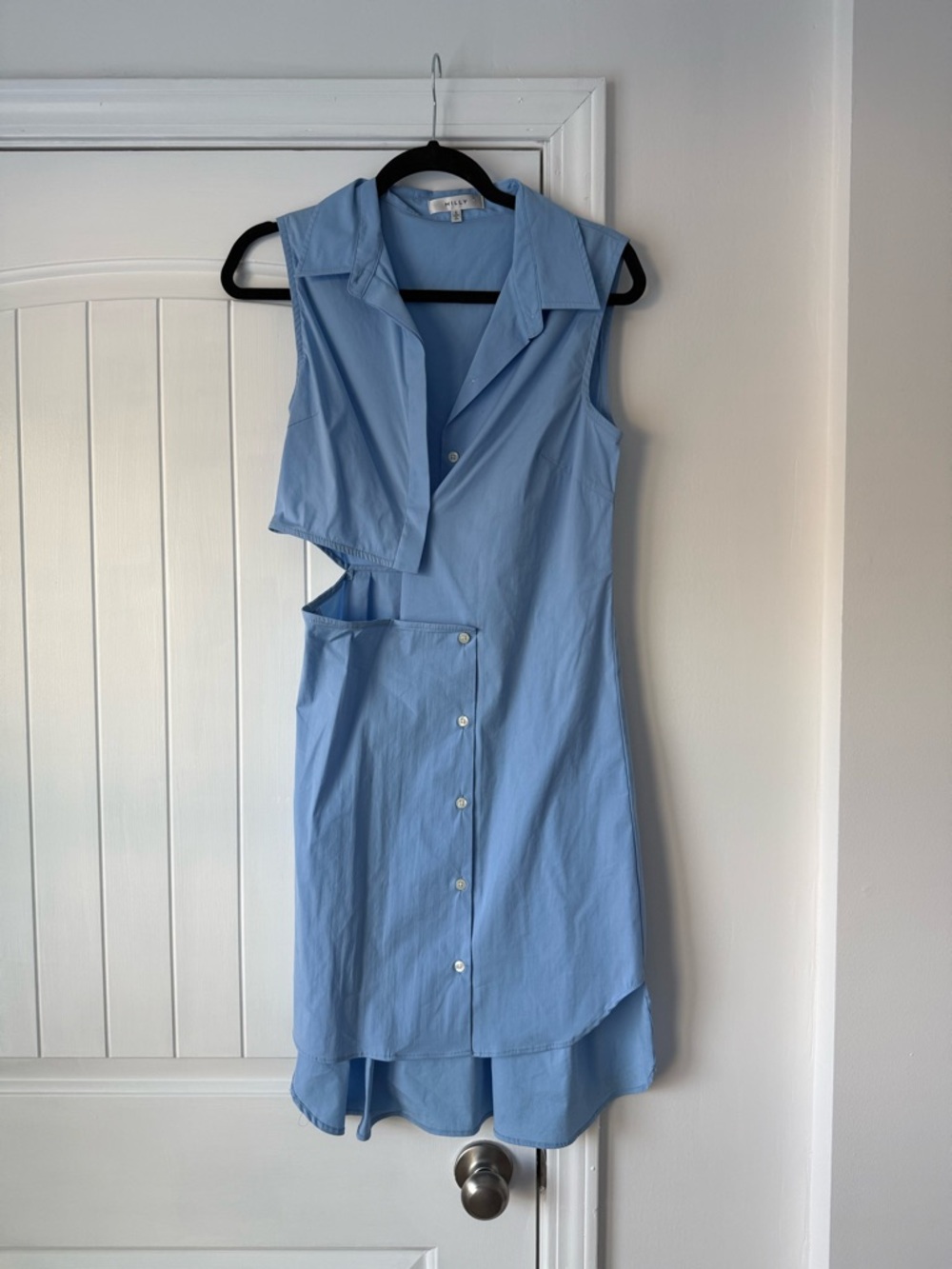 Milly Light Blue Button-Front Shirt Dress